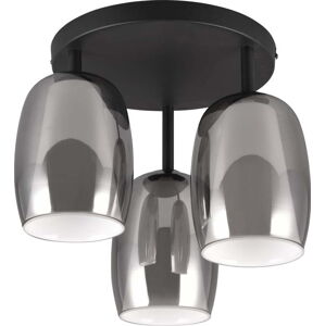 Stropní svítidlo se skleněným stínidlem ø 14 cm v černo-stříbrné barvě Barret – Trio Select