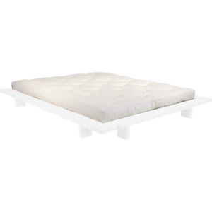 Dvoulůžková postel z borovicového dřeva s matrací Karup Design Japan Comfort Mat White/Natural, 160 x 200 cm