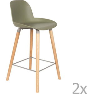 Sada 2 zelených barových židlí Zuiver Albert Kuip, výška sedu 65 cm
