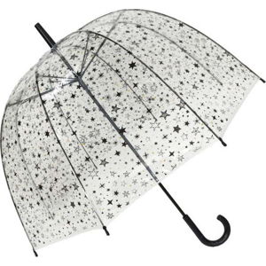 Transparentní větruodolný holový deštník s detaily ve stříbrné barvě Ambiance Birdcage Stars, ⌀ 81 cm