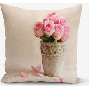 Povlak na polštář s příměsí bavlny Minimalist Cushion Covers Pink Rose, 45 x 45 cm