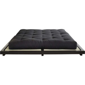 Dvoulůžková postel z borovicového dřeva s matrací a tatami Karup Design Dock Double Latex Black/Black, 140 x 200 cm