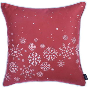 Červený povlak na polštář s vánočním motivem Mike & Co. NEW YORK Honey Snowflakes, 45 x 45 cm