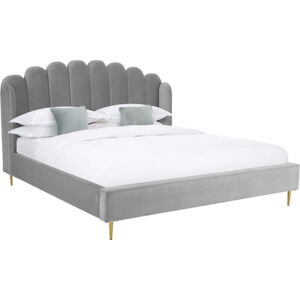 Šedá čalouněná postel Westwing Collection Glamour, 180 x 200 cm