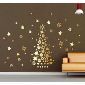 Vánoční samolepky Ambiance Golden Christmas Tree And Stars