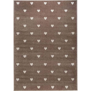 Hnědý koberec s puntíky KICOTI Beige Dots, 240 x 330 cm