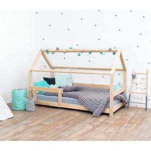 Přírodní dětská postel s bočnicí ze smrkového dřeva Benlemi Tery, 90 x 180 cm