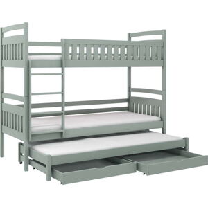 Šedá patrová dětská postel s úložným prostorem 90x200 cm Blanka - Lano Meble