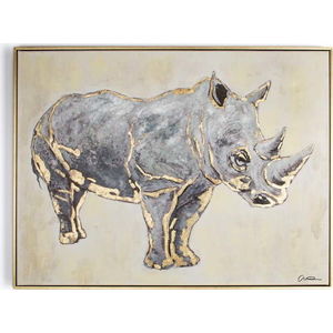 Ručně malovaný obraz Graham & Brown Rhino, 80 x 60 cm