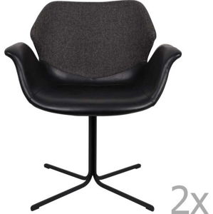 Sada 2 černo-šedých židlí s područkami Zuiver Nikki