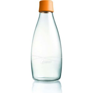 Oranžová skleněná lahev ReTap s doživotní zárukou, 800 ml