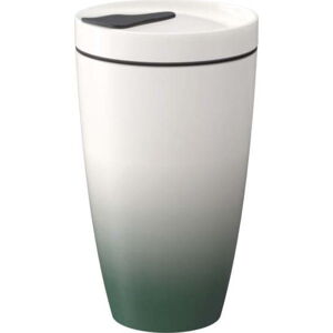 Zeleno-bílý porcelánový cestovní hrnek Villeroy & Boch Like To Go, 350 ml