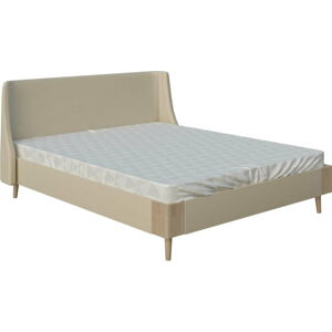 Béžová dvoulůžková postel ProSpánek Lagom Side Soft, 160 x 200 cm