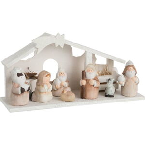 Bílá keramická vánoční dekorace J-Line Nativity