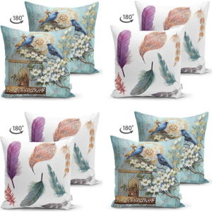 Sada 4 povlaků na polštáře Minimalist Cushion Covers Feather Birds, 45 x 45 cm
