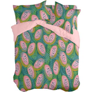 Zeleno-růžový povlak na peřinu na dvoulůžko 200x200 cm Papaya – Aware