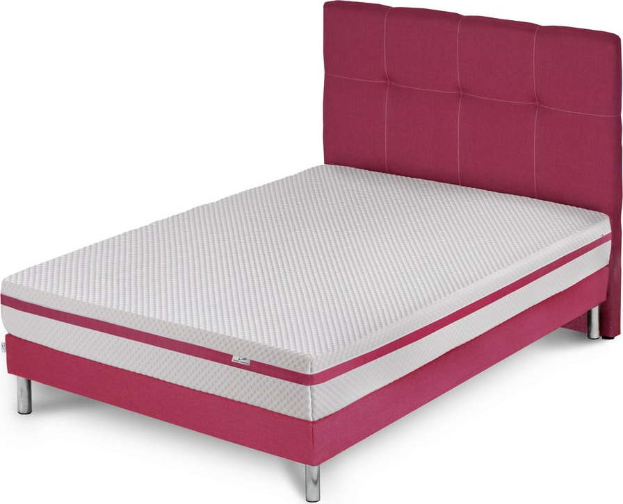 Růžová postel s matrací Stella Cadente Pluton, 160 x 200  cm