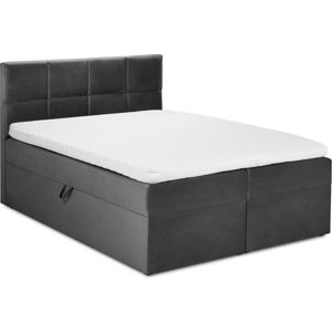 Tmavě šedá sametová dvoulůžková postel Mazzini Beds Mimicry, 180 x 200 cm