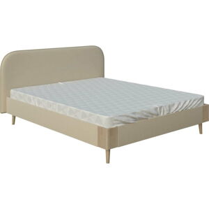 Béžová dvoulůžková postel ProSpánek Lagom Plain Soft, 140 x 200 cm