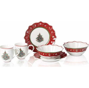 Červeno-bílý porcelánový 6dílný set nádobí s vánočním motivem Villeroy & Boch