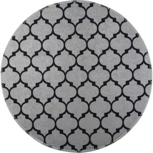 Tmavě šedý pratelný kulatý koberec ø 120 cm – Vitaus