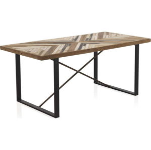 Jídelní stůl s kovovými nohami a deskou z recyklovaného dřeva Geese, 180 x 90 cm