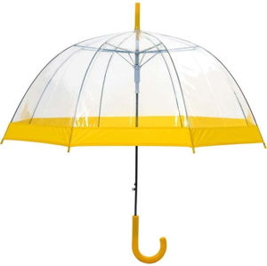 Transparentní holový deštník se žlutými detaily Ambiance Birdcage Border, ⌀ 85 cm