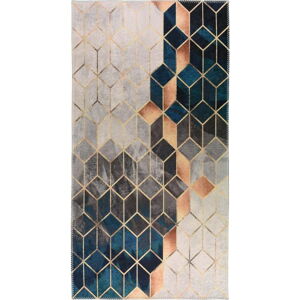 Modro-krémový pratelný koberec běhoun 80x200 cm – Vitaus