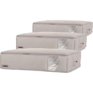 Sada 3 béžových úložných boxů pod postel s vakuovým obalem Compactor Aspilito Beige