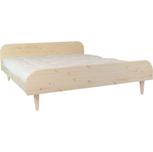 Dvoulůžková postel z borovicového dřeva s matrací Karup Design Twist Double Latex Natural Clear/Natural, 140 x 200 cm