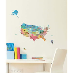 Velká samolepící nástěnná mapa USA Ambiance, 50 x 70 cm