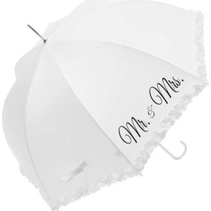 Bílý svatební holový deštník Ambiance Mr & Mrs, ⌀ 90 cm