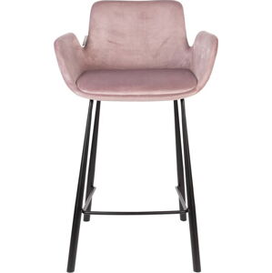 Světle růžové sametové barové židle v sadě 2 ks 91,5 cm Brit – Zuiver