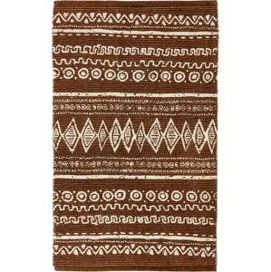 Hnědo-bílý bavlněný koberec Webtappeti Ethnic, 55 x 140 cm