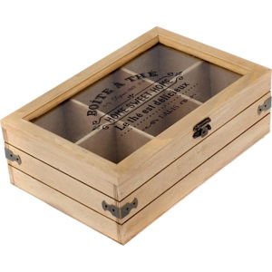 Dřevěná krabička na čaj se 6 přihrádkami Dakls Mia, 24 x 16 cm