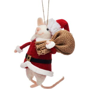 Textilní vánoční ozdoba Santa Mouse – Sass & Belle