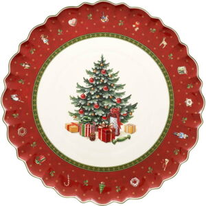 Bílo-červený porcelánový vánoční talíř Toy's Delight Villeroy&Boch, ø 33 cm