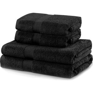 Černé froté bavlněné ručníky a osušky v sadě 4 ks Marina – DecoKing