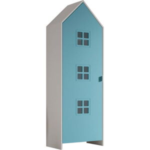 Modro-bílá dětská šatní skříň z borovicového dřeva 37x172 cm Casami Bruges – Vipack
