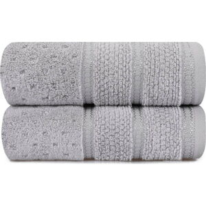 Sada 2 šedých bavlněných ručníků Hobby Arella, 50 x 90 cm