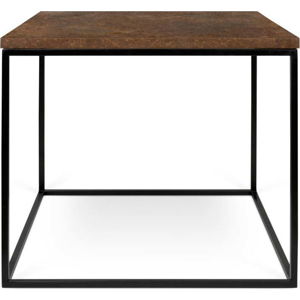 Hnědý konferenční stolek s černými nohami TemaHome Gleam, 50 x 50 cm