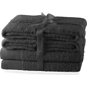 Tmavě šedé froté bavlněné ručníky a osušky v sadě 6 ks Amari – AmeliaHome