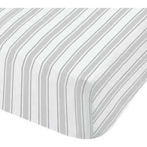 Šedo-bílé bavlněné prostěradlo Bianca Check and Stripe, 135 x 190 cm