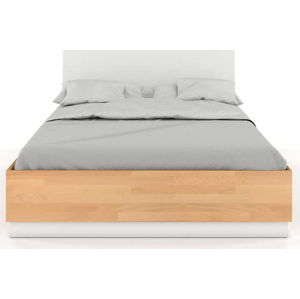 Dvoulůžková postel z bukového a borovicového dřeva s bílým detailem SKANDICA Finn, 200 x 200 cm