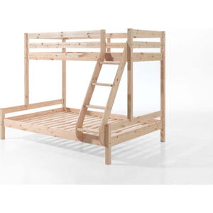 Patrová dětská postel z borovicového dřeva 140x200/90x200 cm v přírodní barvě Pino – Vipack