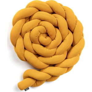 Hořčicově žlutý bavlněný pletený mantinel do postýlky ESECO, délka 220 cm