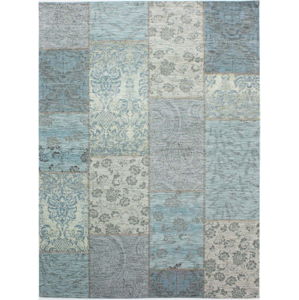 Modrošedý koberec Flair Rugs Patchwork Chenille Duck Egg, 155 x 230 cm