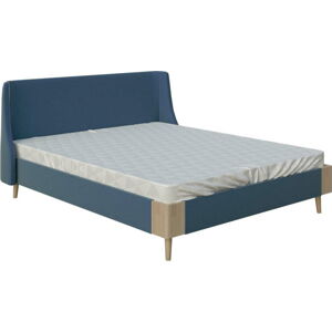 Modrá dvoulůžková postel ProSpánek Lagom Side Soft, 160 x 200 cm