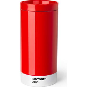 Červený cestovní hrnek z nerezové oceli Pantone, 430 ml