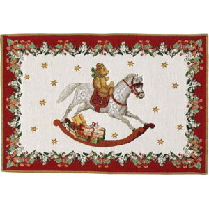 Červeno-bílé bavlněné prostírání s vánočním motivem Villeroy & Boch Toys Fantasy, 48 x 32 cm